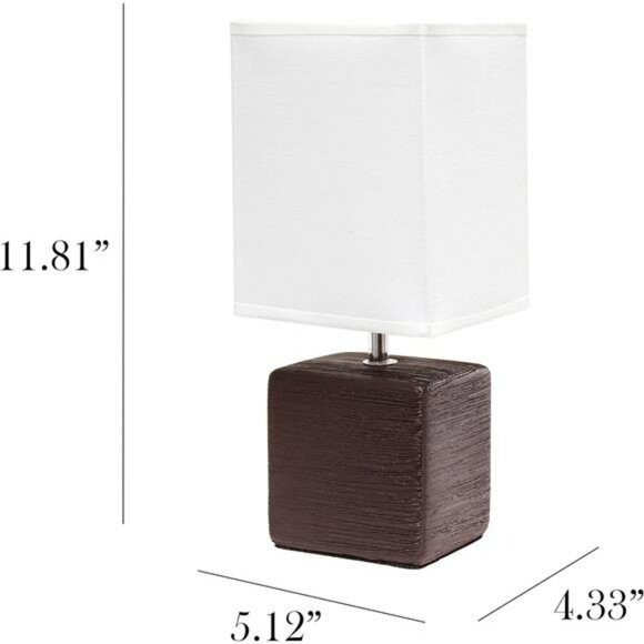 Small table lamp faux stone base fabric shade bedside nightstand desk lighting - Picture 3 of 7